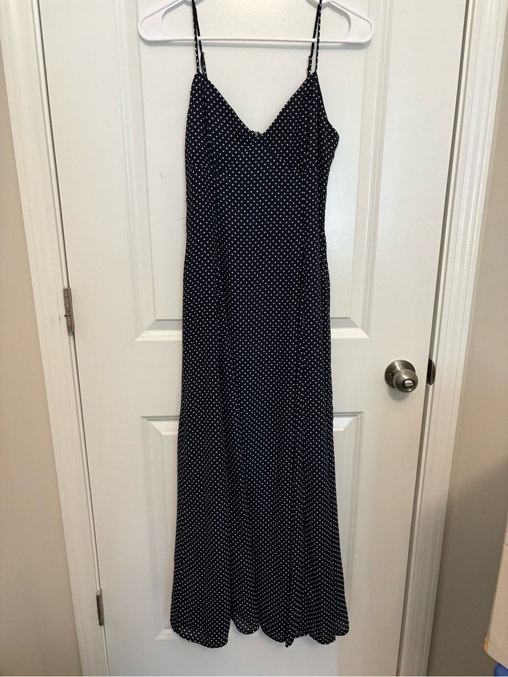NWT Altar'd State Navy Maxi Dress with White Polka Dots